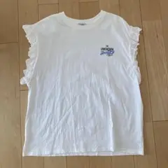 coen フリルノースリーブTシャツ Lサイズ