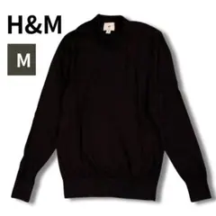H&M　クルーネックニット ブラック M スリムフィット ウール100％