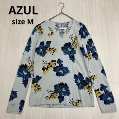 AZUL アズール 花柄 Vネック ニット セーター プルオーバー M