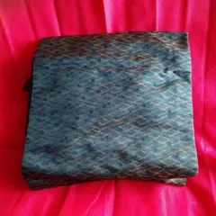 ヴィンテージ　 名古屋帯 　昭和レトロ　ブルーグリーン　時代もの