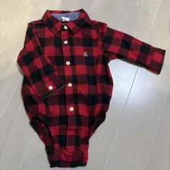 GAP 赤・黒チェック ロンパース 6-12ヶ月