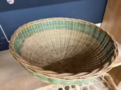 ラタン製バスケット 2個セット グリーンラインのサムネイル