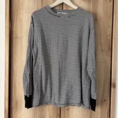 ストライプ 長袖カットソー ホワイト/ブラック　アンビデック