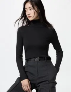 ユニクロ　タートルネックセーター　ウール100% ブラック 黒 Sサイズ クルー