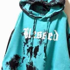 ファッションノバ ブレスド 総柄 スウェットパーカー ブリーチタイダイ L 古着