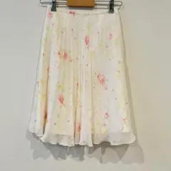 イマージュコレクション プリーツ 花柄スカート 春夏 M フレア