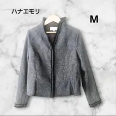 【美品】HANAE MORI ノーカラージャケット デニム調 上品 フォーマル