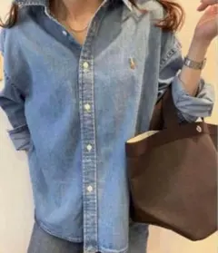 未使用級✳︎ラルフローレン現行ダンガリーシャツマルチポニーカスタムフィット正規品