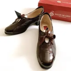 サロンドグレー ラウンドトゥ シューズ ローヒール