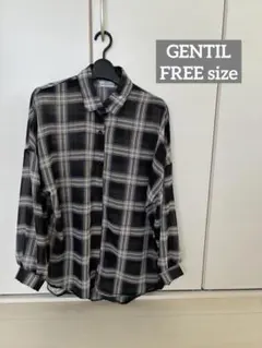 【GENTIL】シアーチェック柄 長袖シャツ Fサイズ