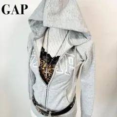 00s y2k old gap フルジップパーカー フード ビッグロゴ 平成 灰