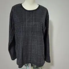 長袖チェック柄カットソー 黒とグレー