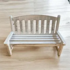 ナチュラルキッチン　ウッドインテリアベンチアンティーク ホワイト　ミニチュア雑貨