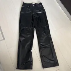 H&M ブラックレザー風ワイドレッグパンツ EUR 36