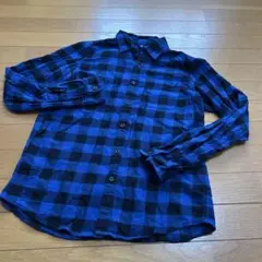 ユニクロネルシャツ160サイズ　ブルー　バッファローチェック