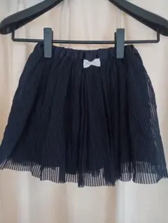 ネイビー プリーツスカート 120cm リボン付き子供服