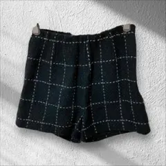 【デイライル】Delyle チェック柄ショートパンツ ウール混合 ブラック ゴム