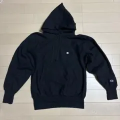 90s 刺繍タグ　チャンピオン　リバースウィーブ　ブラック