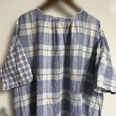 アトリエマニス　コットンチェックチュニックワンピース　サマンサモスモス