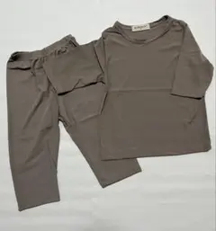 【新品】90 ブラウン セットアップ ルームウェア 親子 おそろ　さらてろ　茶