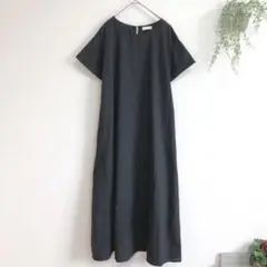 アースミュージック＆エコロジー 半袖ロングワンピース シンプル ベーシック 無地