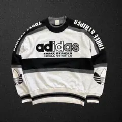 adidas 80s 90s スウェット　スリーストライプ　刺繍ロゴ　日本製