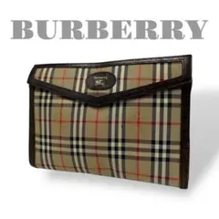 美品　バーバリー　クラッチバッグ　セカンドバッグ　ポーチ　ノバチェック　ブラウン