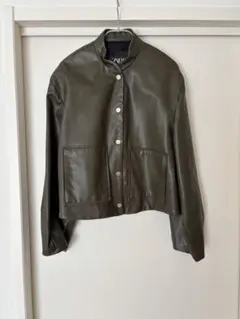 ZARA フェイクレザークロップドジャケット