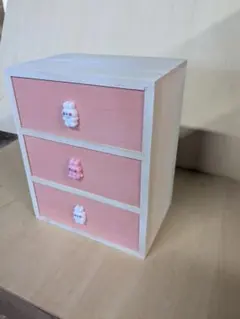 3段ミニチェスト ウサギ取っ手付き