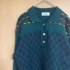 Jantzen チェック柄 ポロニット M 緑 グリーン 春 秋