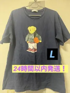 USAロゴ クマデザイン Tシャツ ネイビー