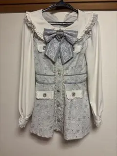 LIZ LISA モノグラムツイードリボンセットアップ　水色