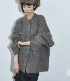 新品【THE YOn】2WAYモヘアライクミックスシャギーニットカーディガン