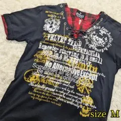 【y2k✨ネオグランジ✨M】スカル ドクロ ラメ レイヤード Tシャツ ギャル男
