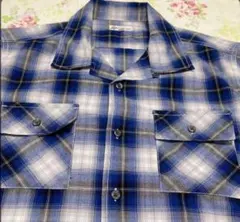 ◾️メンズ　七分袖袖　シャツ　青と白のチェック　Lサイズ