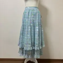 タグ付き　フランシュリッペ ロングスカート 花柄　小鳥　ガーデン　お庭　秋　大人