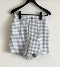 チェックショートパンツ グレー