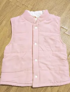 ピンク リバーシブル ベスト クマ柄裏地付き