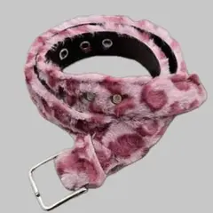 Y2K leopard fur long belt AFB 豹柄 ピンクsk8