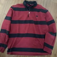 CANTERBURY ラガーシャツ M 赤・紺ストライプ