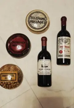 マグネット【計5点】ワインボトルはフランス製　左の3つはアメリカ製