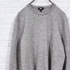 ユニクロ カシミヤ ニット セーター UNIQLO カシミア グレー M 丸首