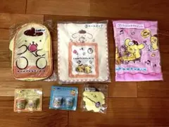 ポムポムプリン タオル　養生テープ　トートバッグ ポーチ　ぬいぐるみ付き