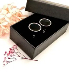 ★カフス　黒　ブラック　オニキス　円形　結婚式　モーニング　タキシード　vz9