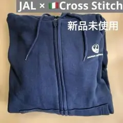 JAL ネイビー コットンパーカー M クロスステッチ　コラボ