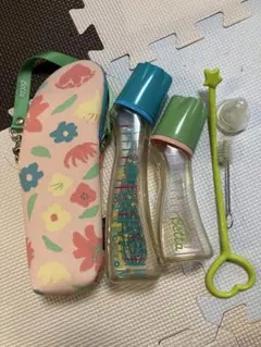 フラワー柄 哺乳瓶セット 2本 ケース付き