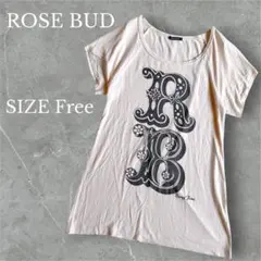 ローズバッド Tシャツ チュニック ビッグロゴ グラフィックプリント アイボリー