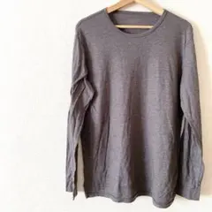 美品⭐️グレー 長袖 クルーネック Tシャツ 無地 薄手