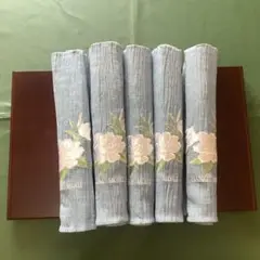 HANAEMORI 水色 花刺繍 座布団カバー 5枚セット