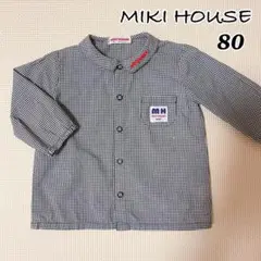 ミキハウス ギンガムチェック シャツ 黒 レトロ 80